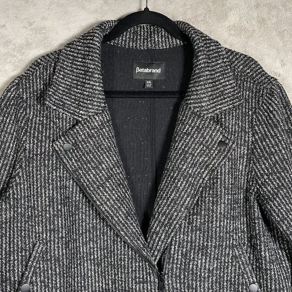 Betabrand Coat Women's XXL Black Tweed Asymmetrical Moto Wool Blend Heavy Jacket - Picture 5 of 15
